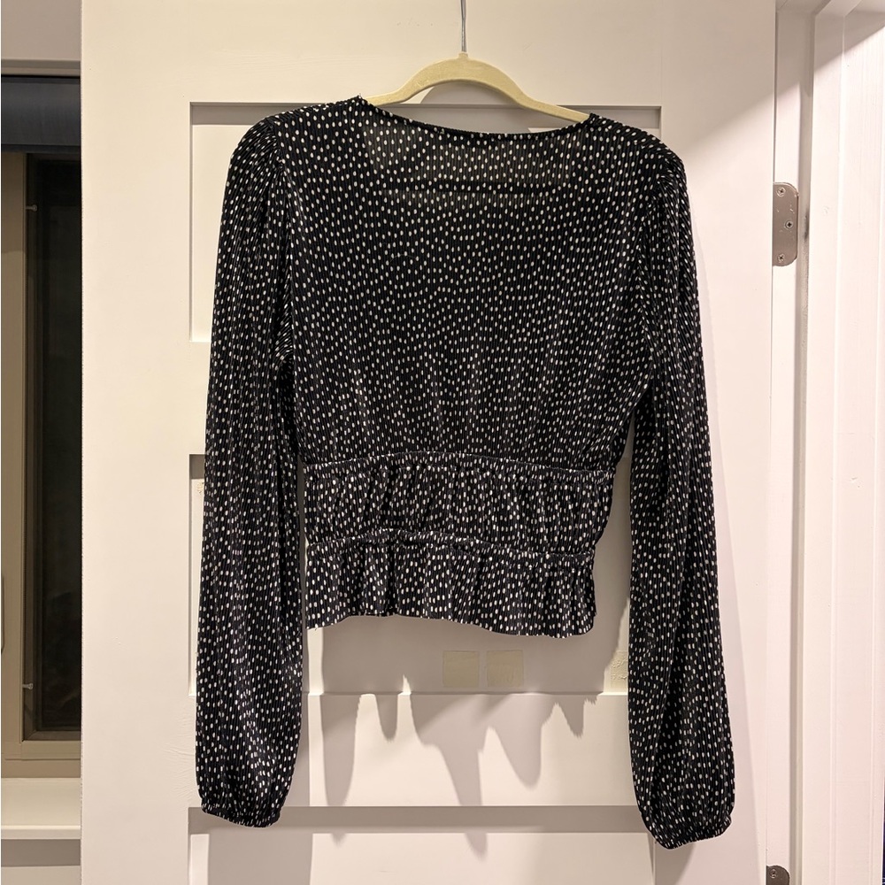 Zara Pleated Polka Dot Blouse - Picture 6 of 6